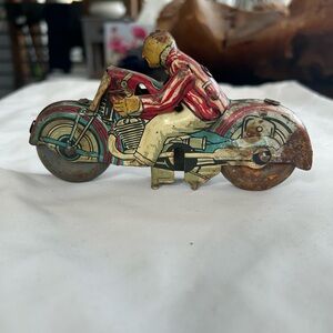 Vintage MettoyTin -plate Motorcycle Toy - Multicolor Racer